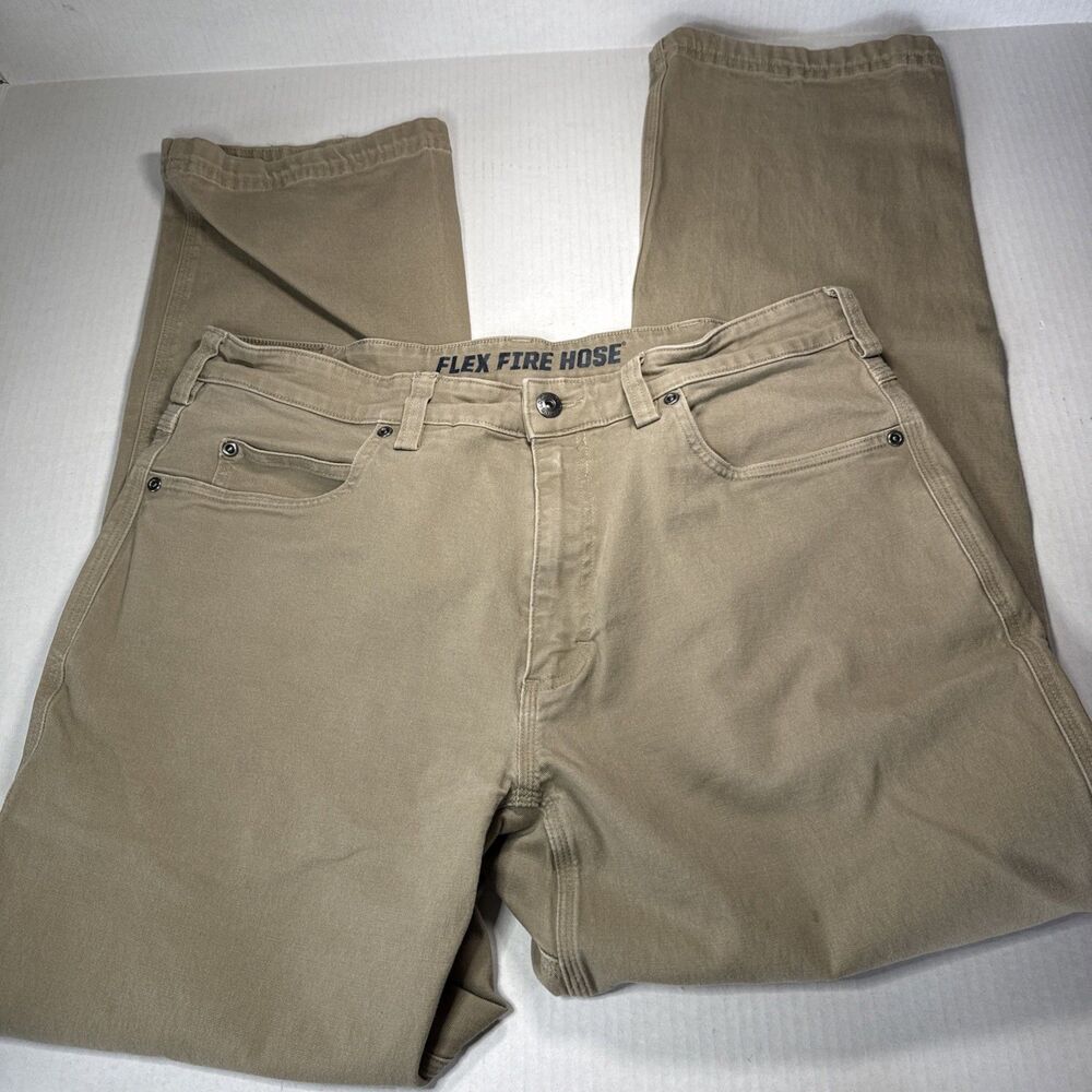 LOT 2- Duluth Trading Flex Fire House Utility Carpenter Cargo Mens 36x32 Beige - Picture 9 of 10